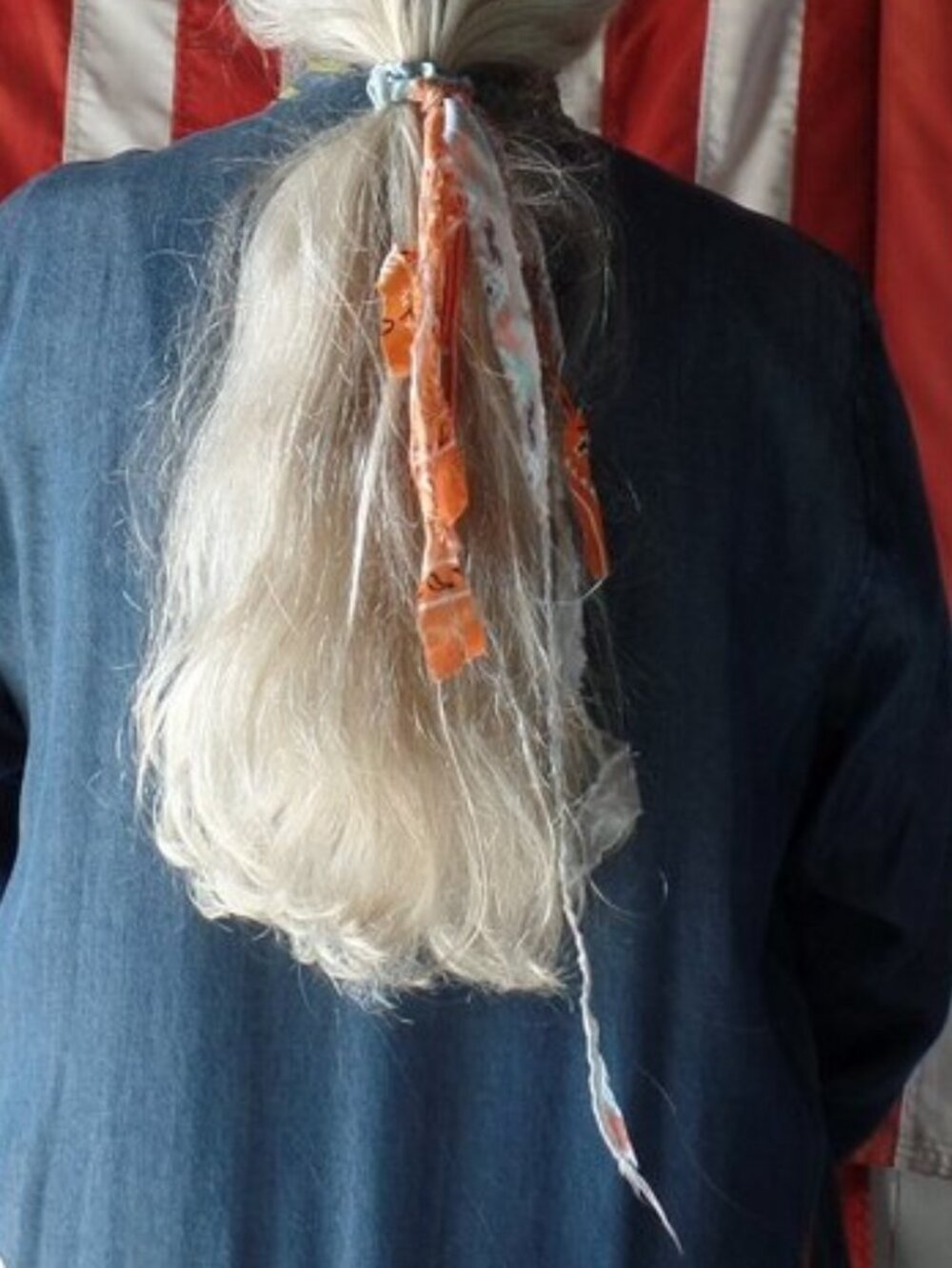 Hand Crafted Hair Tie Swag ORANGE (1) NWT